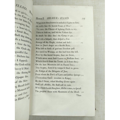 42 - HOMER.  The Iliad, translated by Mr. Pope. Eng. frontis. Folio. Half calf, wear & tend... 