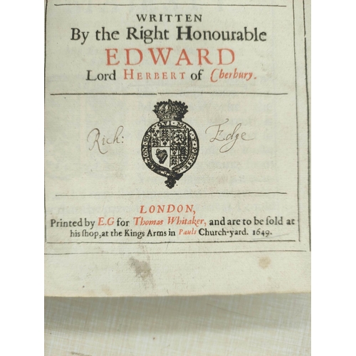 63 - HERBERT LORD EDWARD, of Cherbury.  The Life & Raigne of King Henry the Eighth. Eng. po... 