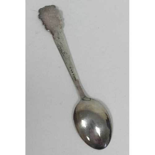 16 - Set of twelve Swedish silver coffee spoons with crested enamel terminals, cased, 52g.