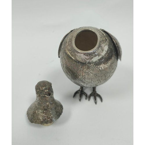 24 - Late 19th century silver partridge with detachable head and pivoting wings by Bernhard Muller. No im... 