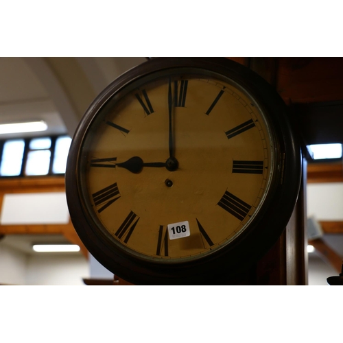 108 - Early 20th century mahogany cased Post Office wall clock, with fusee movement, 41cm diameter.