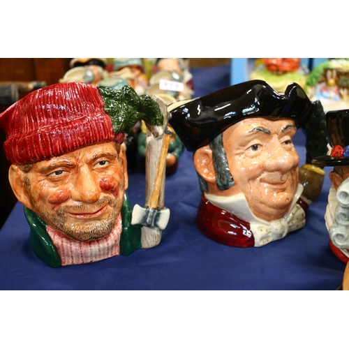 114 - Six large Royal Doulton character jugs to include The Lawyer, The Town Crier, Mine Host, The Beefeat... 