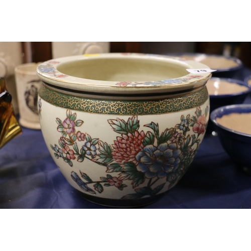 79 - Oriental floral decorated fish bowl.