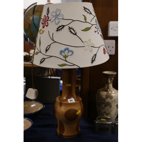 85 - Treen table lamp.