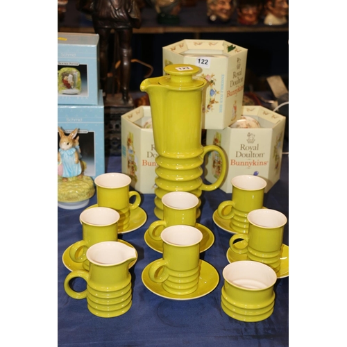 123 - Stylish lime green Carltonware six place coffee set.