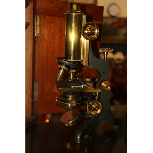 8 - C Baker of London microscope in box.