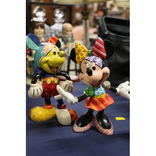 92 - Two Britto Disney psychedelic Mickey and Minnie Mouse figures.