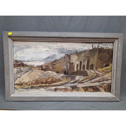 409 - ROBERT F WEBSTER, Limeworks Esperston, acrylic on board, unsigned, 39cm x 75cm. Royal Scottish Acade... 