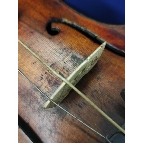 233 - Antique cased violin with bow.