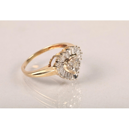 65 - 10 carat yellow gold and diamond heart shaped ring; ring size N; 3.2g gross weight