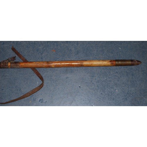 197 - Fishing interest: Hardy Bros fishing gaff with brass mounts and carry strap, a Hardy Bros bamboo rod... 