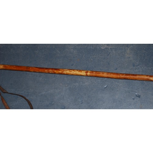 197 - Fishing interest: Hardy Bros fishing gaff with brass mounts and carry strap, a Hardy Bros bamboo rod... 