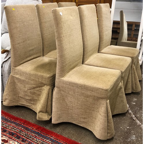 537 - Set of six oak framed upholstered chairs