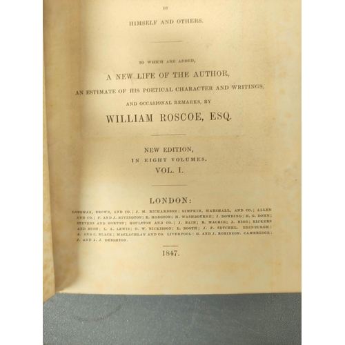 250 - POPE ALEXANDER.  The Works. Ed. by William Roscoe. 8 vols. Eng. port. frontis. Nice reboun... 