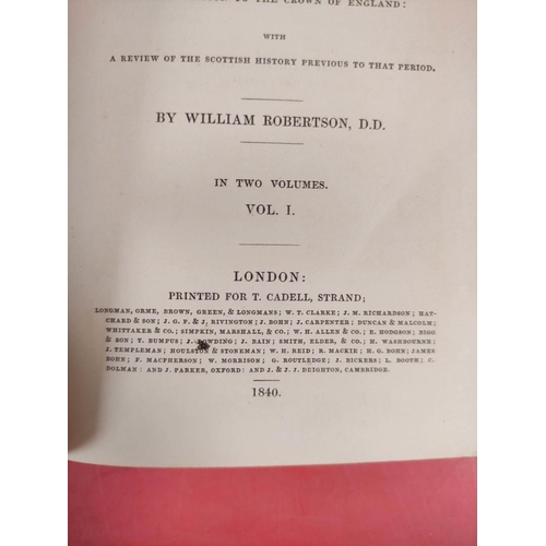 253 - ROBERTSON WILLIAM.  The Works (includes History of America). 8 vols. Eng. port. frontis. C... 