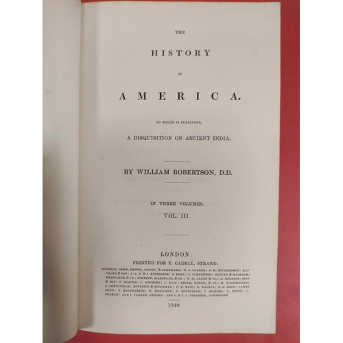 253 - ROBERTSON WILLIAM.  The Works (includes History of America). 8 vols. Eng. port. frontis. C... 