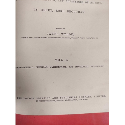 263 - WYLDE JAMES.  The Circle of the Sciences. 3 vols. Eng. plates & many text illus. Quarto. Half gr... 