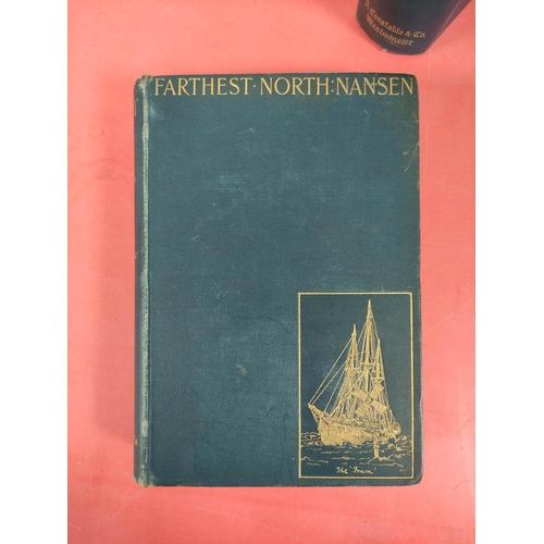 272 - NANSEN FRIDTJOF.  Farthest North. 2 vols. Illus. & maps. Orig. pict. blue cloth gilt, ... 