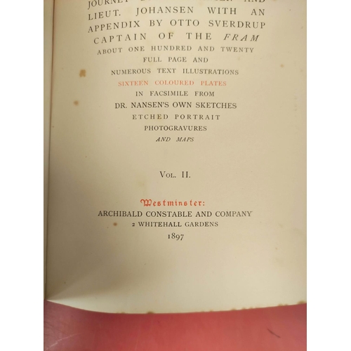 272 - NANSEN FRIDTJOF.  Farthest North. 2 vols. Illus. & maps. Orig. pict. blue cloth gilt, ... 