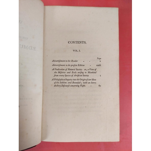 277 - BURKE EDMUND.  The Works. 8 vols. Large paper. Tree calf, neatly rebacked. Bookplate of Parker of Br... 