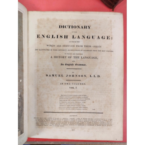 281 - JOHNSON SAMUEL.  A Dictionary of the English Language. 2 vols. Eng. port. frontis. Quarto.... 