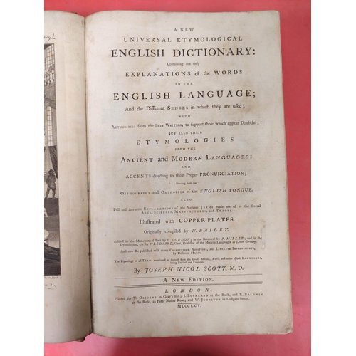 282 - SCOTT JOSEPH NICOL.  A New Universal Etymological English Dictionary. Folio. Eng. frontis ... 