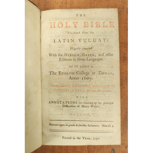 289 - The Holy Bible translated from the Latin Vulgat ... & first published by the English College at ... 