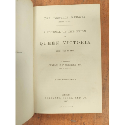 290 - GREVILLE C. C. F.  The Greville Memoirs. 2 vols. Dark morocco, marbled brds. 1887; also 4 ... 