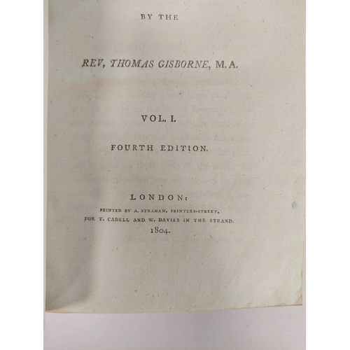 220 - GISBORNE REV. THOMAS.  Sermons. 2 vols. Half calf, marbled brds. 1804; also William Palmer... 