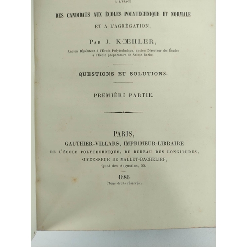 231 - KOEHLER J.  Exercices de Geometrie Analytique et de Geometrie Superieure. 2 vols. Text dia... 