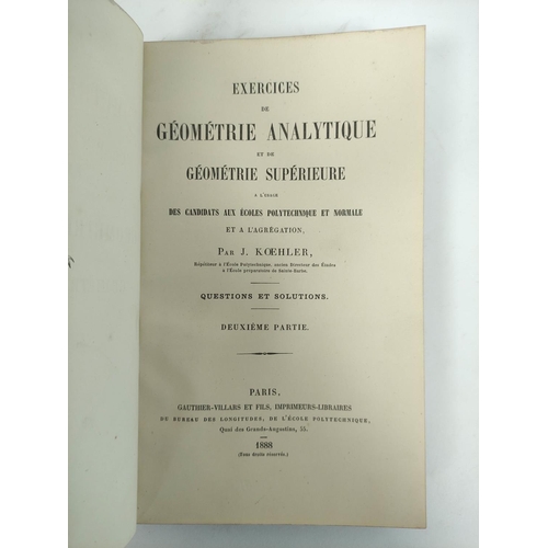 231 - KOEHLER J.  Exercices de Geometrie Analytique et de Geometrie Superieure. 2 vols. Text dia... 