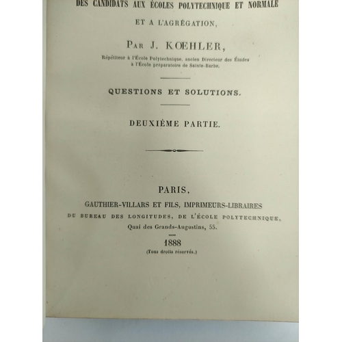 231 - KOEHLER J.  Exercices de Geometrie Analytique et de Geometrie Superieure. 2 vols. Text dia... 