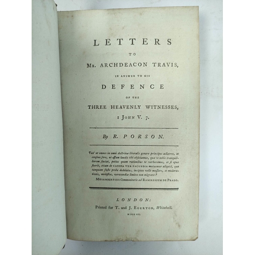 234 - PORSON R.  Letters to Mr. Archdeacon Travis. Calf, some rubbing. 1790; also Samuel Burder, Oriental ... 