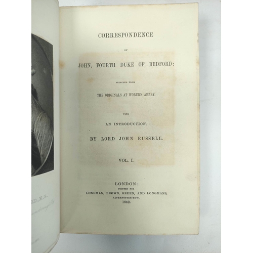 236 - RUSSELL LORD JOHN (Ed).  Correspondence of John, Fourth Duke of Bedford. 3 vols. Eng. plat... 