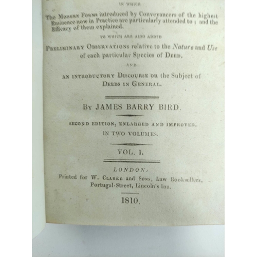 239 - BIRD JAMES BARRY.  The New Pocket Conveyancer or Attorney's Complete Pocket-Book. 2 vols. ... 