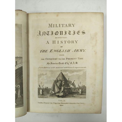 305 - GROSE FRANCIS. Military Antiquities. 2 vols. 3 frontis & title vignettes, 3 eng. plans &... 