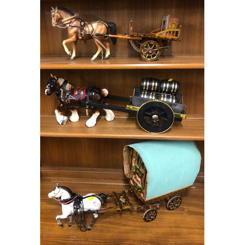 541 - Horse and Gypsy Caravan, with horse and cart, and Horse and trap (3)