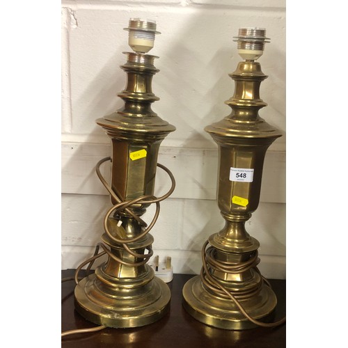 548 - Pair of brass table lamps