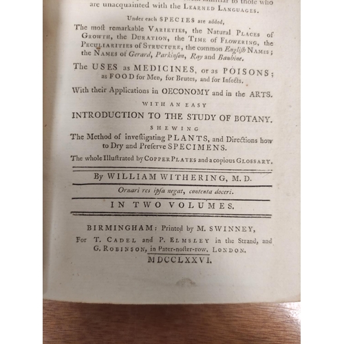 179 - WITHERING WILLIAM.  A Botanical Arrangement of All the Vegetables Naturally Growing in Great Britain... 