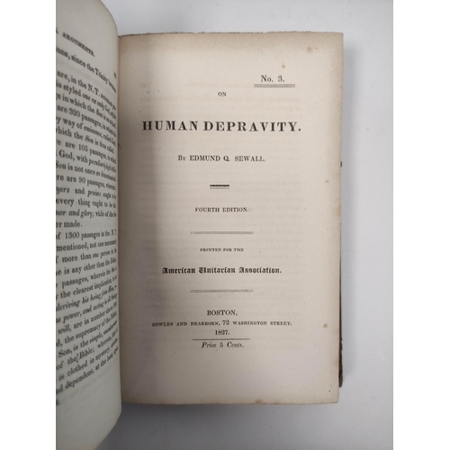 189 - AMERICAN UNITARIAN ASSOCIATION.  Tracts. 3 vols. containing nos. 1 to 39. Orig. brds., int... 
