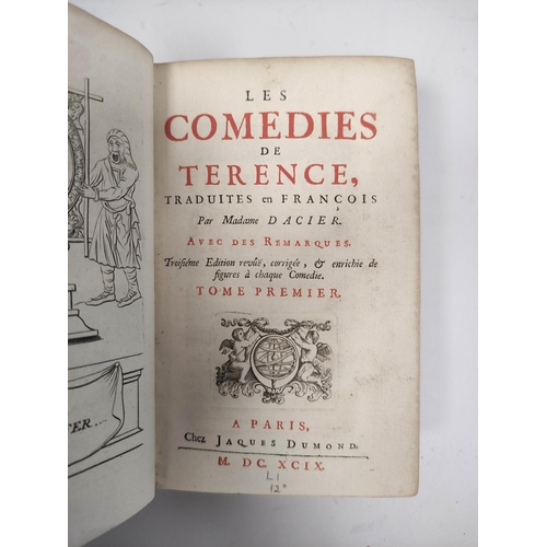 190 - D'ACIER MADAME (Trans).  Les Comedies de Terence. 3 vols. Eng. frontis & plates. Rubri... 