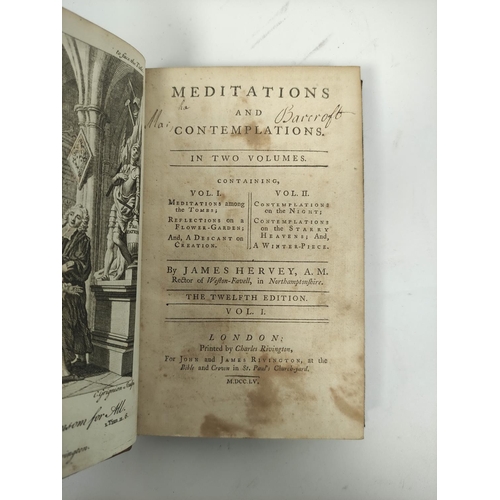 191 - HERVEY JAMES.  Meditations & Contemplations. 2 vols. Eng. frontis & plates. Old mottled... 