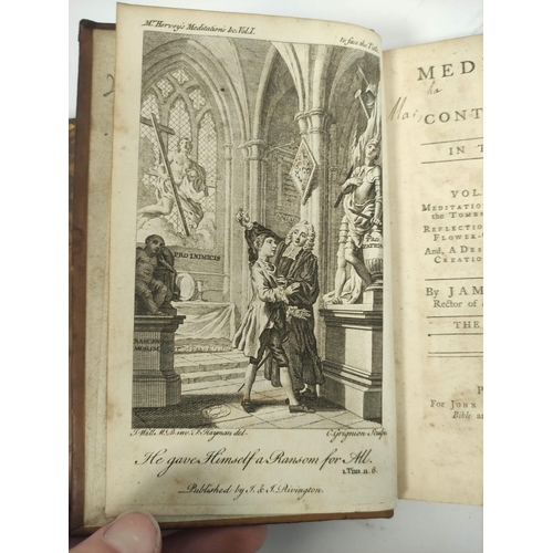 191 - HERVEY JAMES.  Meditations & Contemplations. 2 vols. Eng. frontis & plates. Old mottled... 