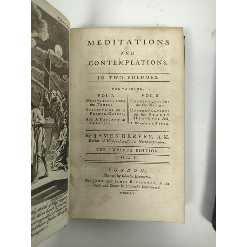 191 - HERVEY JAMES.  Meditations & Contemplations. 2 vols. Eng. frontis & plates. Old mottled... 