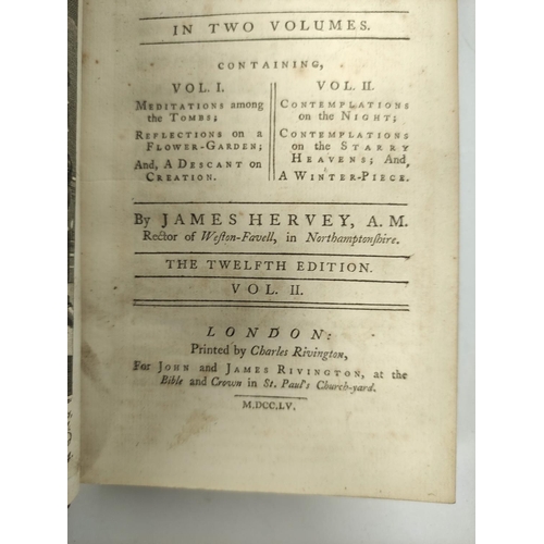 191 - HERVEY JAMES.  Meditations & Contemplations. 2 vols. Eng. frontis & plates. Old mottled... 