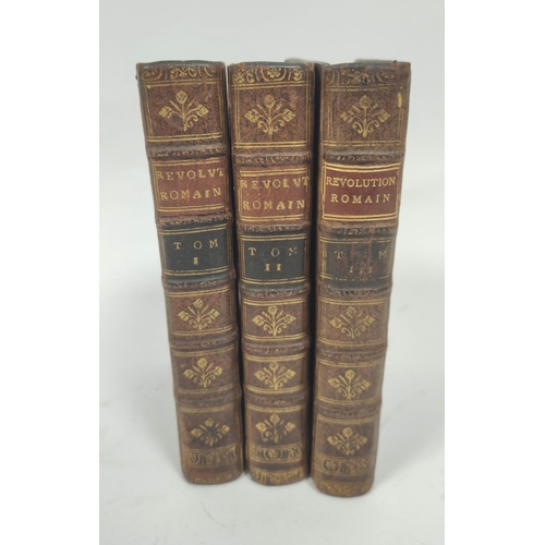 197 - DE VERTOT L'ABBÉ.  Histoire des Revolutions ... de la Republique Romaine. 3 vols. 12mo. Old calf. Bo... 