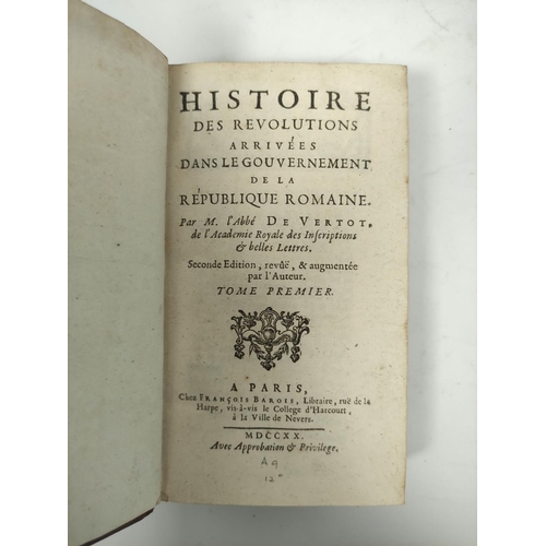 197 - DE VERTOT L'ABBÉ.  Histoire des Revolutions ... de la Republique Romaine. 3 vols. 12mo. Old calf. Bo... 