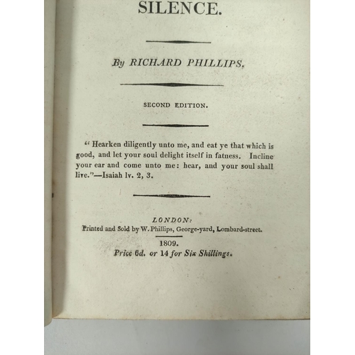 200 - Quaker Pamphlets. Richard Phillips, Concise Remarks on Watchfulness and Silence, 1809, bound in worn... 