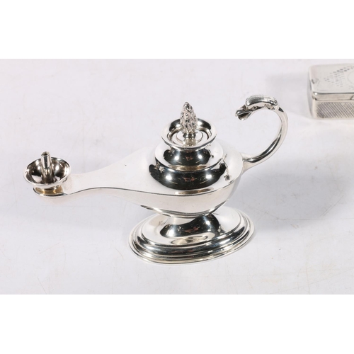 142 - Elizabeth II silver table lighter in the form of an Aladdin's lamp by Adie Brothers Ltd, Birmingham,... 