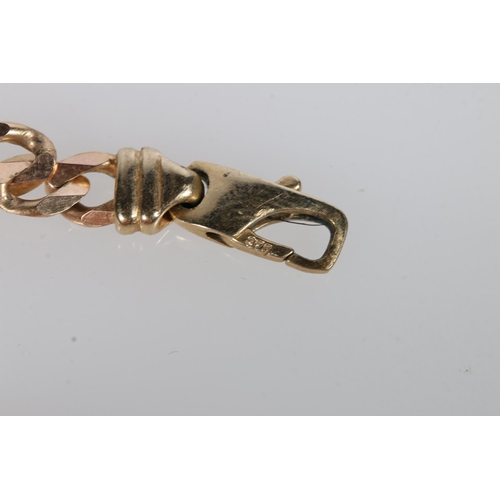 164 - 9k gold flat link chain with lobster claw clasp, 20cm, 10.3g.